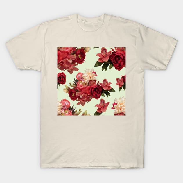 Just Flowers on Pale Green T-Shirt by ArtticArlo